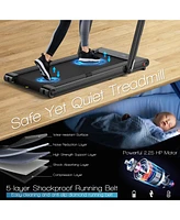 Costway 2-in-1 Folding Treadmill 2.25HP Jogging Machine w/ Dual Led Display