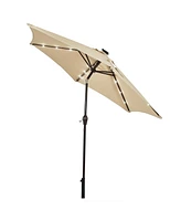 9' Solar Led Lighted Patio Market Umbrella Tilt Adjustment Crank Lift