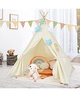 Costway Kids Canvas Play Tent Foldable Playhouse Toys for Indoor Outdoor