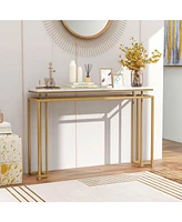Costway 47" Faux Marble Top Console Table Modern Entryway Table with Anti-toppling Kit
