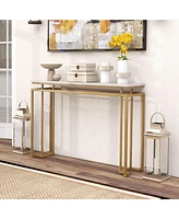 Costway 47" Faux Marble Top Console Table Modern Entryway Table with Anti-toppling Kit