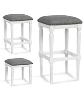 Costway 3 Heights Saddle Stool Set of 2 Square Kitchen Island Stool with Footrests