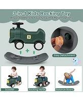 Costway 3 -in-1 Rocking Horse for Toddlers with Detachable Balance Board & Smooth Wheels