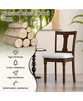 2 Pcs Wood Chair Antique Upholstered Chair with Storage Space