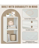 Costway 2PCS Stackable Storage Cube Free-standing Storage Organizer Bookcase for Bedroom