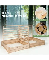 Raised Garden Bed with 3 Trellises with Divided Compartments for Flowers