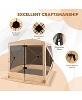 Costway 6.7 Ft x 6.7 Ft 4-Panel Pop up Camping Gazebo Quick-Set with 2 Sunshade Cloths