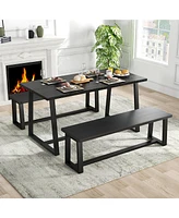 Costway 63" Large Dining Table for 4-6 People with Heavy-duty Metal Frame Modern