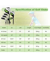 Costway Junior Complete Golf Club Set for Kids Age 11-13 Years Old Practice