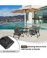 Costway Patio Folding Dining Chairs Set of 4 with Cozy Seat Fabric & Heavy-Duty Metal Frame