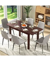 Costway Extendable Dining Table Folding Rubber Wood Table for 4 People with Safety Locks
