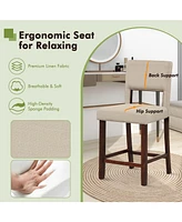 Set of 2 Upholstered Bar Stools 24.5'' Dining Chairs with Back