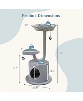 42'' Cat Tree Tower 3-Layer Activity Center with Scratching Post Condo & 2 Perches