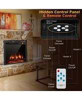 Costway 22.5'' Electric Fireplace Heater Inserts Recessed Ultra Thin Log Flame