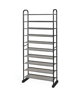 Costway 10-Tier Shoe Rack Space-saving Shoe Organizer W/Metal Frame Shoe Tower