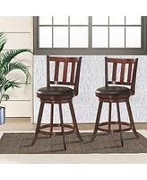 Set of 2 25'' Swivel Bar stool Leather Padded Dining Pub