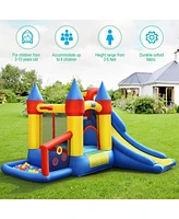Costway Inflatable Bounce House Slide Bouncer Kids Castle Jumper w/ Balls & 780W Blower