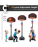 Costway Adjustable Kids Basketball Hoop Stand W/Durable Net Shatterproof Backboard Wheel