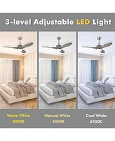 Costway 48 Inch Reversible Ceiling Fan w/ Led Light, Remote Control, 6 Speeds & 8H Timer