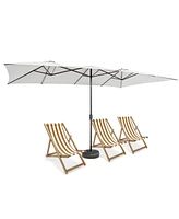 Costway 15FT Double-Sided Patio Market Umbrella Large Crank Handle Vented Outdoor Twin