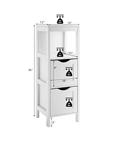 Costway Bathroom Floor Cabinet Freestanding Side Storage Organizer w/2 Removable Drawers