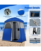 Costway Double-Room Camping Shower Toilet Tent with Floor Oversize Portable Storage Bag