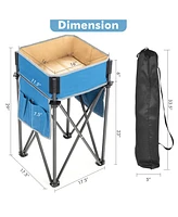 Costway 2 Pcs Folding Camping Tables w/ Large Capacity Storage Sink