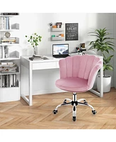 Costway Velvet Petal Shell Office Chair Adjustable Swivel Accent Vanity Armchair