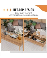 47'' Lift Top Coffee Table Central Table with Hidden Compartments