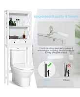 Costway Over the Toilet Storage Rack Bathroom Space Saver with 2 Open Shelves & Drawers