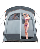 Costway 2 Room Shower Tent Oversize Privacy Shelter Portable Dressing Toilet Outdoor