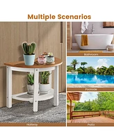 Costway Waterproof Hdpe Semicircular Shower Bench 2-Tier Bath Spa Bench