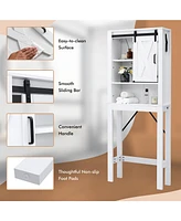 Costway Over the Toilet Bathroom Storage Cabinet with Sliding Barn Door & Adjustable Shelf