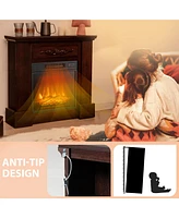 Costway 32'' Electric Fireplace Mantel Tv Stand Space Heater