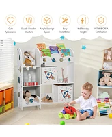 Kids Toy and Book Organizer Children Wooden Storage Cabinet