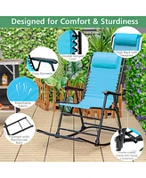 Costway Patio Camping Rocking Chair Folding Rocker Footrest Lightweight