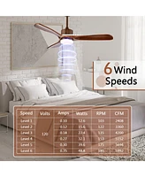 Costway 52'' Ceiling Fan with Led Light Reversible w/ Adjustable Temperature