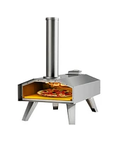 Costway Wood Pellet Pizza Oven Pizza Maker Portable Outdoor Pizza Stone w/ Foldable Leg