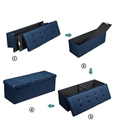 Costway Fabric Folding Storage Ottoman Chest W/Divider Bed End Bench