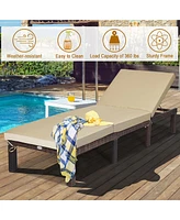 Costway Outdoor Rattan Lounge Chair Chaise Recliner Adjustable Cushioned Patio