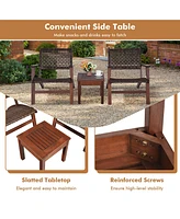 Gymax 3PCS Rattan Patio Chair & Table Set Outdoor Furniture Set w/ Wooden Frame