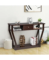 Costway Modern Sofa Accent Table with Drawer Entryway Hallway Hall