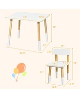 Kids Wooden Table & 2 Chairs Set Children Activity Table Set