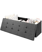 Costway Fabric Folding Storage Ottoman Chest W/Divider Bed End Bench