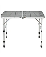 Gymax Folding Grill Table for Camping Lightweight Aluminum Metal Grill Stand Table