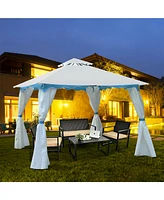 Costway 2 Tier 10'x10' Patio Gazebo Canopy Tent Steel Frame Shelter Awning W/Side Walls