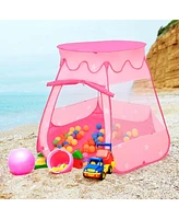 Costway Kid Outdoor Indoor Princess Play Tent Playhouse Ball Tent Toddler Toys w/ 100 Balls