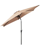 9FT Patio Umbrella Patio Market Steel Tilt W/ Crank Outdoor Yard Garden