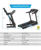 Costway 2.25HP Folding Electric Treadmill Motorized Power Running Machine