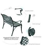 Costway 40'' Outdoor Antique Garden Bench Aluminum Frame Seats Chair Patio Garden